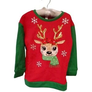 Christmas Reindeer Snowflake Holiday Sweatshirt‎ Festive Cute